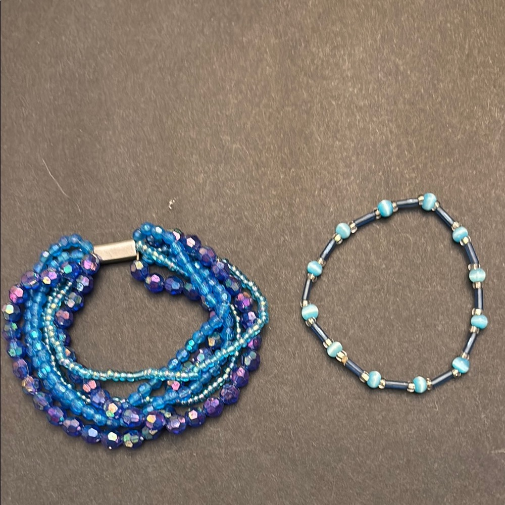 Chunky Blue Multi-Strand Beaded Bracelet